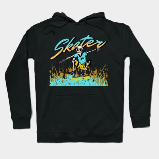 Skater Skeleton Cool Skating Flames Hoodie